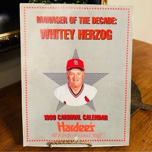💚 VINTAGE ST LOUIS CARDINALS 1990’S CALENDAR ⚾️ WHITEY HERZOG ON COVER